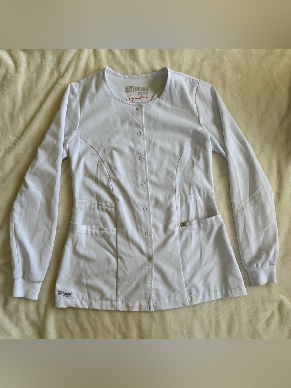 Barco Uniforms White Women’s Button-Front Scrub Jacket